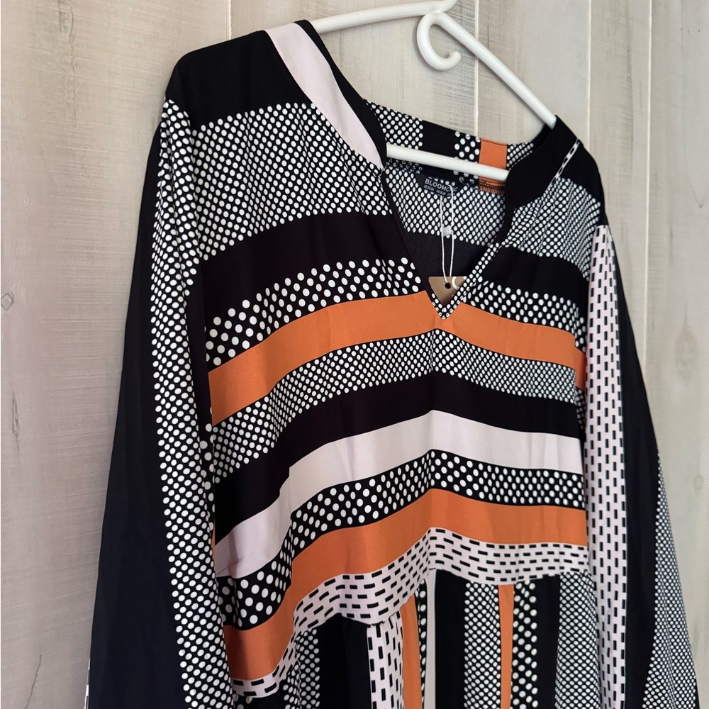 Stylish Black and Orange Midi Dress